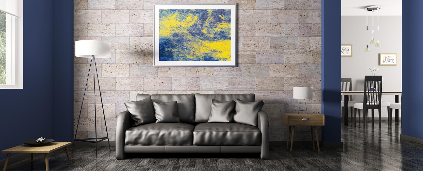 Black and white painted living room